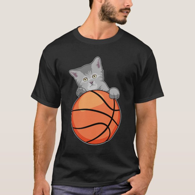 Katze mit Basketball T-Shirt (Vorderseite)