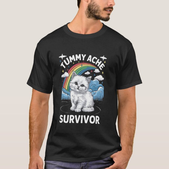 Katze mit Bauchweh-Überlebender T-Shirt (Vorderseite)
