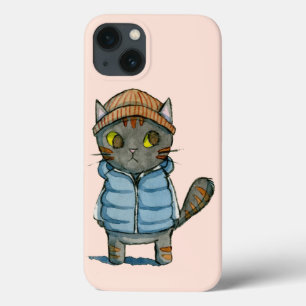 Katze mit Beanie und Down Vest Wasserfarbe Case-Mate iPhone Hülle