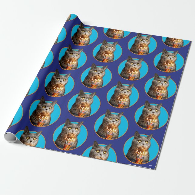 Katze mit Birthday-Schuhglas Geschenkpapier (Ungerollt)