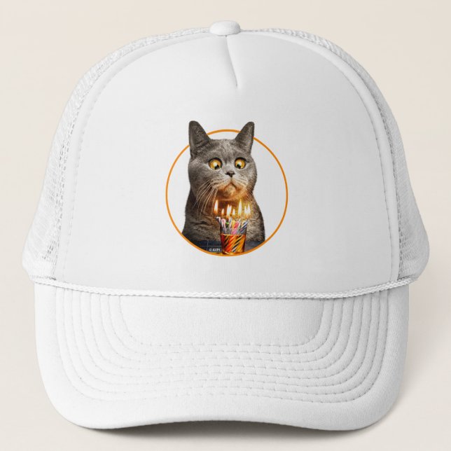 Katze mit Birthday-Shotglas Truckerkappe (Vorderseite)