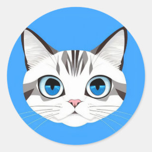 🐱 Katze mit blauen Augen Minimale süße Haustier-K Runder Aufkleber