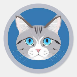 Katze mit blauen Augen Runder Aufkleber