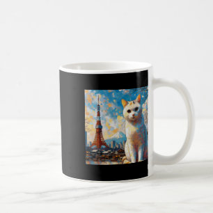 Katze mit Blick auf den Tokiotower mit Mount Fuji Kaffeetasse