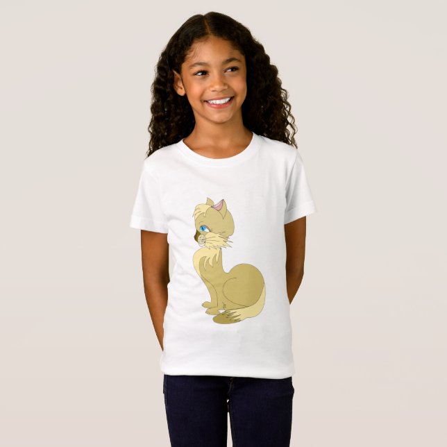 Katze mit Blue Eyes Kids T - Shirt (Vorne ganz)