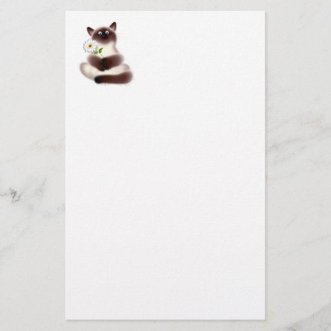Katze mit Blume Briefpapier (Vorderseite)