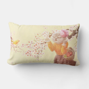 Katze mit Blume-Körbe singen Lendenkissen