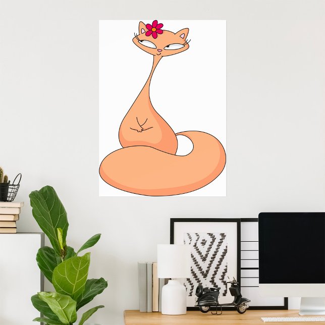 Katze mit Blume Niedlich Kawaii Kitty Poster (Von Creator hochgeladen)