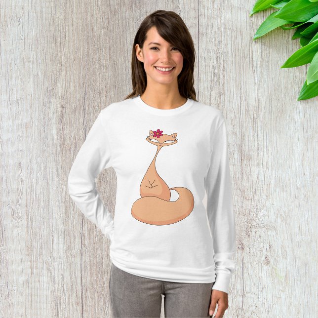 Katze mit Blume Niedlich Kawaii Kitty T-Shirt (Von Creator hochgeladen)