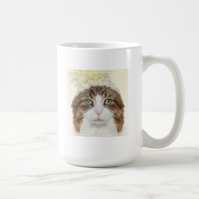 Katze mit Blumen-Hut Kaffeetasse (Rechts)