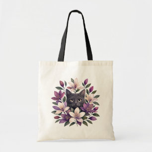 Katze mit Blumen Tragetasche