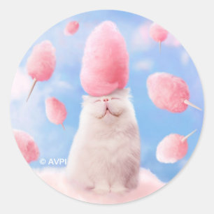 Katze mit Bonbons Runder Aufkleber
