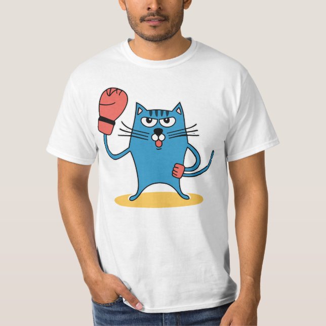 Katze mit Boxhandschuhen T-Shirt (Vorderseite)