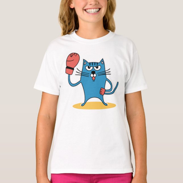 Katze mit Boxhandschuhen T-Shirt (Vorderseite)