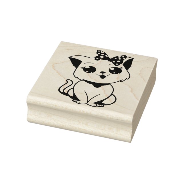 Katze mit Briefmarke aus Bow-Kautschuk Gummistempel (Stempel)