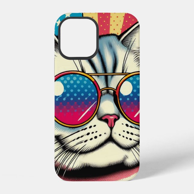 Katze mit Brille iPhone 12 Hülle (Rückseite)