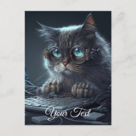 Katze mit Brille. Postkarte