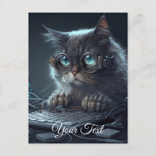 Katze mit Brille. Postkarte