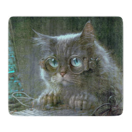Katze mit Brille. Schneidebrett