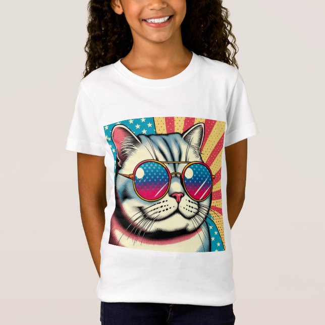Katze mit Brille T-Shirt (Vorderseite)