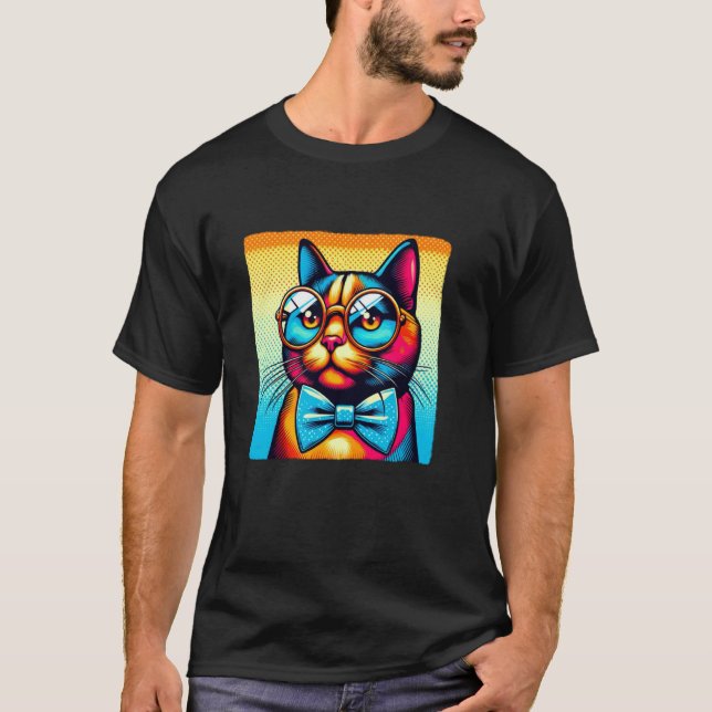 Katze mit Brille T-Shirt (Vorderseite)