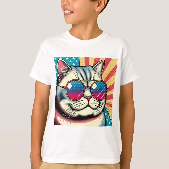 Katze mit Brille T-Shirt (Vorderseite)