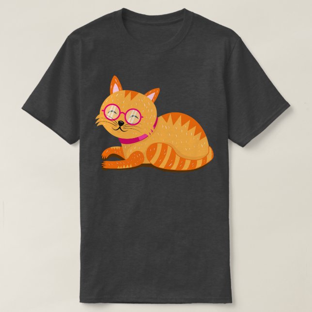 Katze mit Brille T-Shirt (Design vorne)