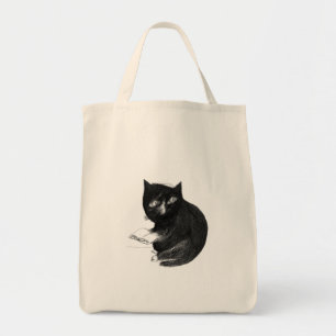 Katze mit Buch Tragetasche