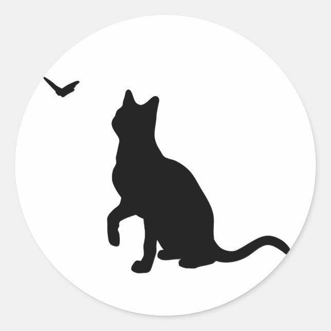 Katze mit Butterfly-Aufkleber Runder Aufkleber (Vorderseite)