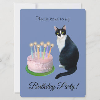 Katze mit Cake Geburtstagsparty Einladung