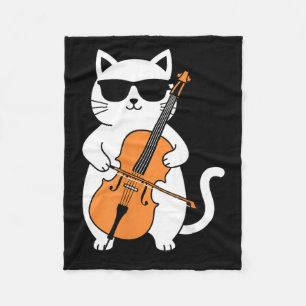 Katze mit Cello spielt Cello lustiger Musiker Katz Fleecedecke