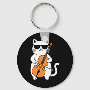 Katze mit Cello spielt Cello lustiger Musiker Katz Schlüsselanhänger