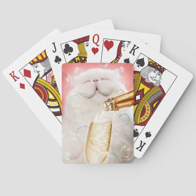 Katze mit Champagner Spielkarten (Rückseite)
