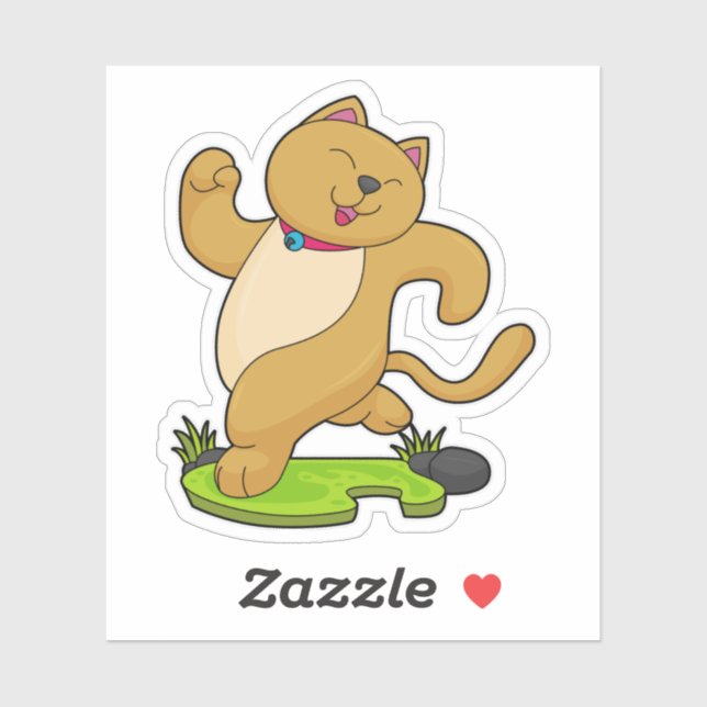 Katze mit Choker beim Laufen Aufkleber (Blatt)