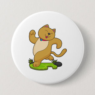 Katze mit Choker beim Laufen Button