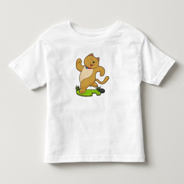 Katze mit Choker beim Laufen Kleinkind T-shirt (Vorderseite)