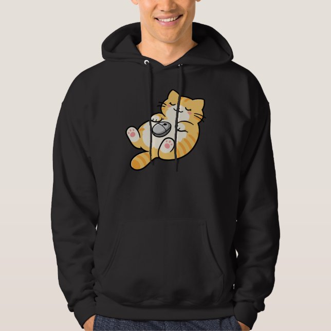 Katze mit Computermaus Hoodie (Vorderseite)