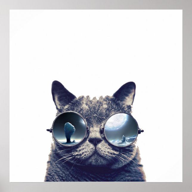 Katze mit cooler Sonnenbrille Poster (Vorne)