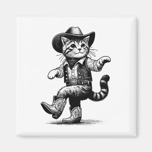Katze mit Cowboyhut und Stiefel Cowgirl Western Co Magnet