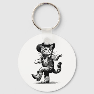 Katze mit Cowboyhut und Stiefel Cowgirl Western Co Schlüsselanhänger