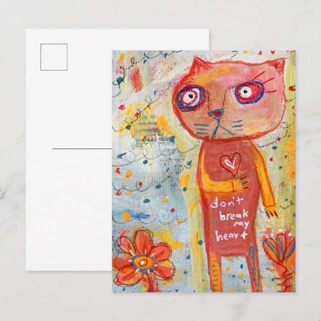 Katze mit dem Zauberherz Postkarte (Vorne/Hinten)