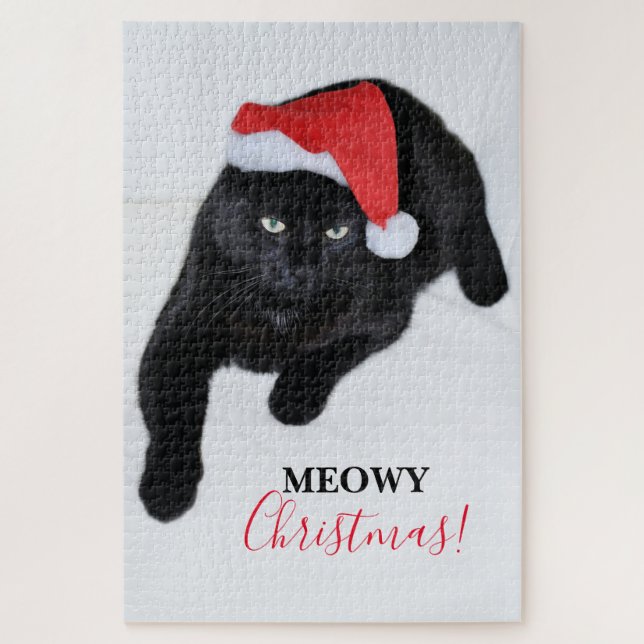 Katze mit der roten Weihnachtsmannmütze (Vertikal)