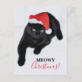 Katze mit der Roten Weihnachtsmannmütze Postkarte