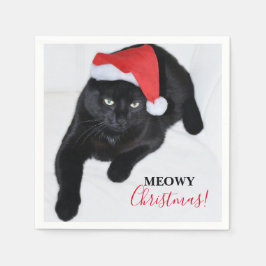 Katze mit der Roten Weihnachtsmannmütze Serviette