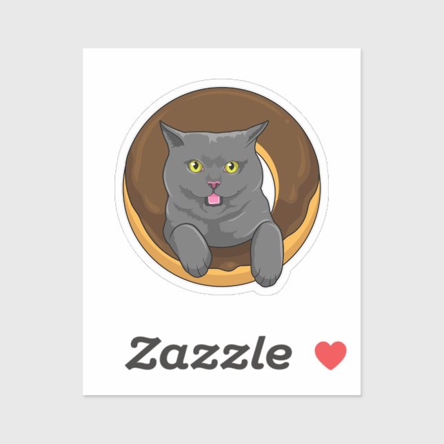 Katze mit Donut Aufkleber (Blatt)