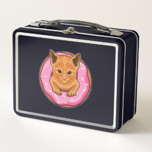 Katze mit Donut Metall Brotdose