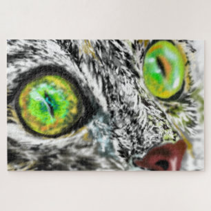 Katze mit einem Geschenk für grüne Augen
