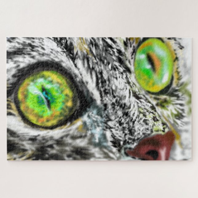 Katze mit einem Geschenk für grüne Augen (Horizontal)