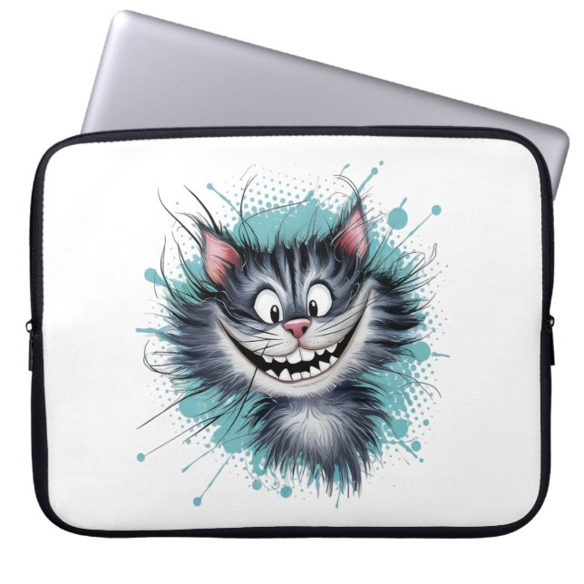 Katze mit einem Lächeln. Laptopschutzhülle (Vorderseite)