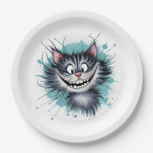 Katze mit einem Lächeln. Pappteller (Vorderseite)